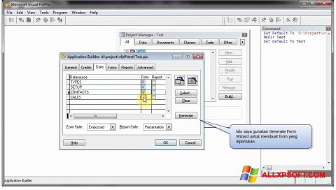 Ekraanipilt Microsoft Visual FoxPro Windows XP
