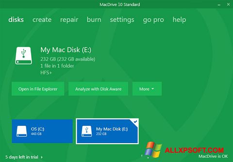 Ekraanipilt MacDrive Windows XP