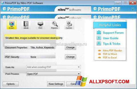 Ekraanipilt PrimoPDF Windows XP