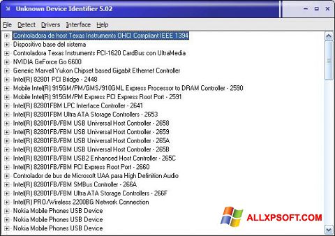 Ekraanipilt Unknown Device Identifier Windows XP