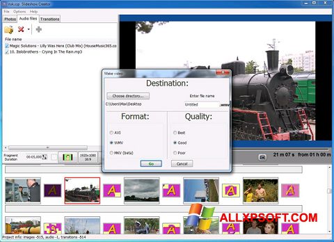 Ekraanipilt Bolide Slideshow Creator Windows XP