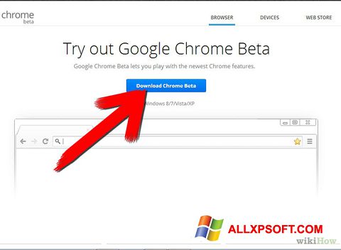 Ekraanipilt Google Chrome Beta Windows XP