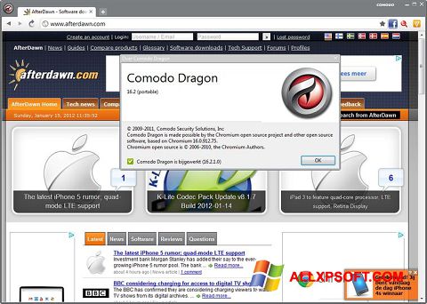 Ekraanipilt Comodo Dragon Windows XP