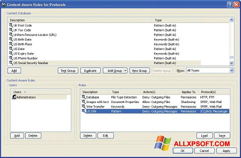 Ekraanipilt DeviceLock Windows XP
