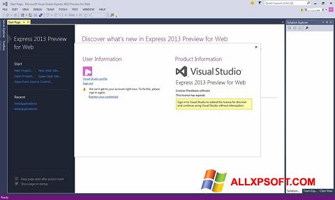 Ekraanipilt Microsoft Visual Studio Express Windows XP