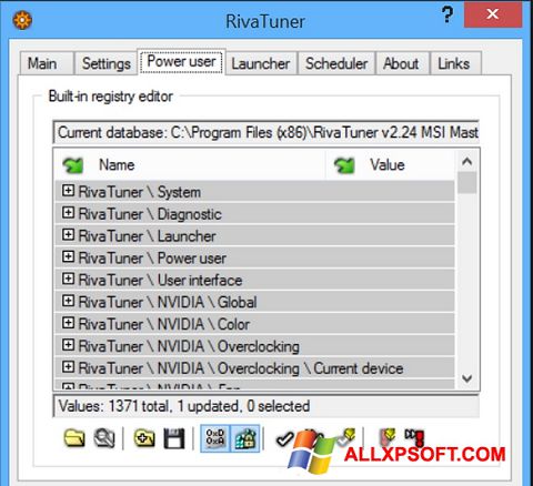 Ekraanipilt RivaTuner Windows XP
