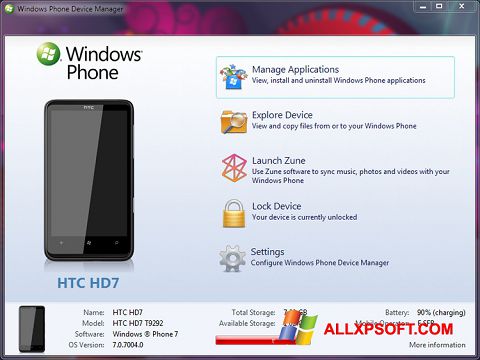 Ekraanipilt Windows Phone Device Manager Windows XP