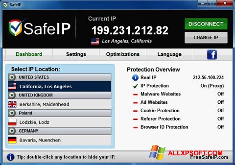Ekraanipilt SafeIP Windows XP