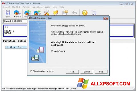 Ekraanipilt Partition Table Doctor Windows XP