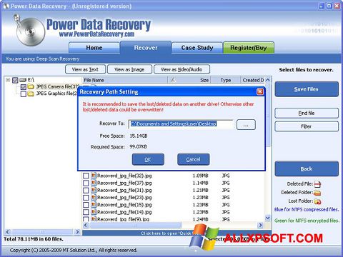 Ekraanipilt Wondershare Data Recovery Windows XP