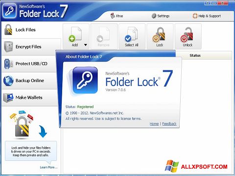 Ekraanipilt Folder Lock Windows XP