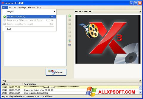 Ekraanipilt ConvertXToDVD Windows XP