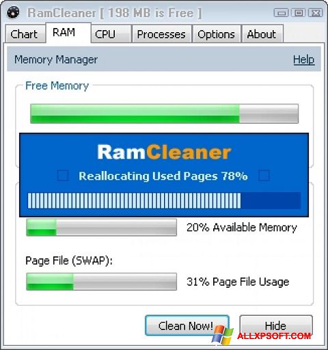 Ekraanipilt RamCleaner Windows XP