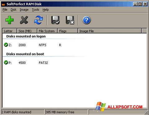 Ekraanipilt SoftPerfect RAM Disk Windows XP