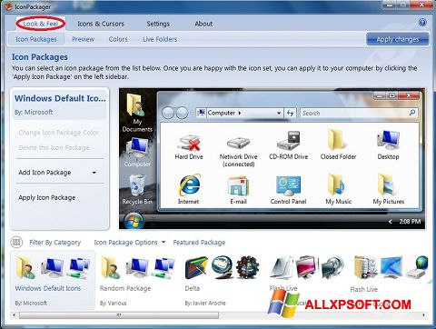 Ekraanipilt IconPackager Windows XP