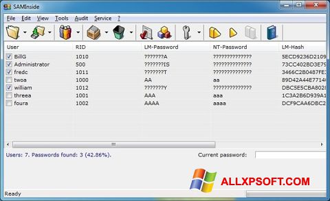 Ekraanipilt SAMInside Windows XP