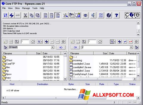 Ekraanipilt Core FTP Windows XP