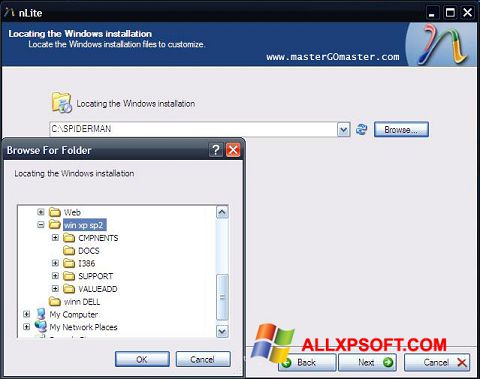 Ekraanipilt nLite Windows XP