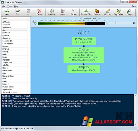 Ekraanipilt Voxal Voice Changer Windows XP