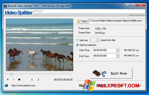 Ekraanipilt Boilsoft Video Splitter Windows XP