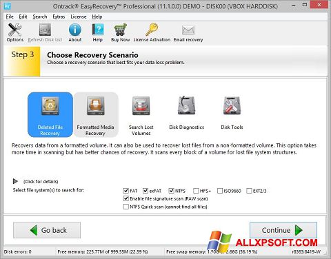 Ekraanipilt EasyRecovery Professional Windows XP