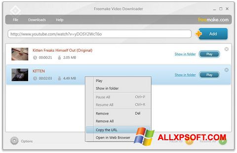 Ekraanipilt Freemake Video Downloader Windows XP