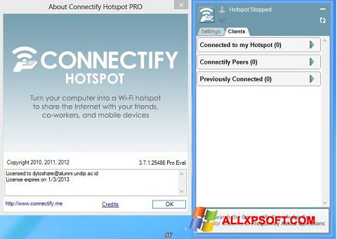 Ekraanipilt Connectify Pro Windows XP