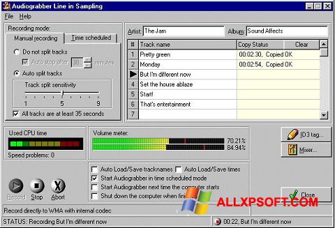 Ekraanipilt Audiograbber Windows XP
