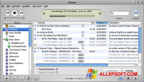 Ekraanipilt iTunes Windows XP