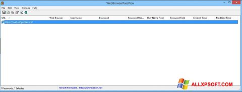 Ekraanipilt WebBrowserPassView Windows XP