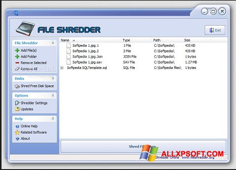 Ekraanipilt File Shredder Windows XP
