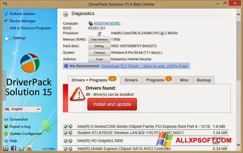 Ekraanipilt DriverPack Solution Online Windows XP