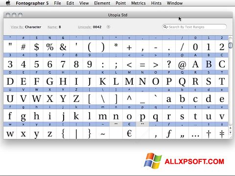 Ekraanipilt Fontographer Windows XP