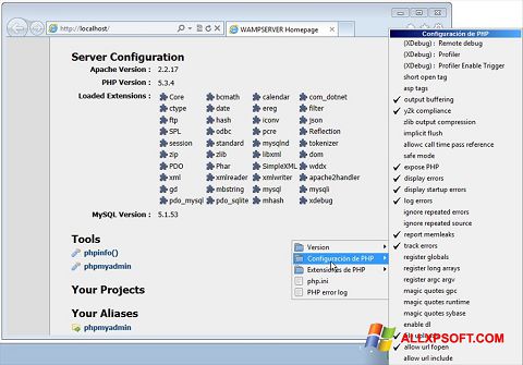 Ekraanipilt WampServer Windows XP