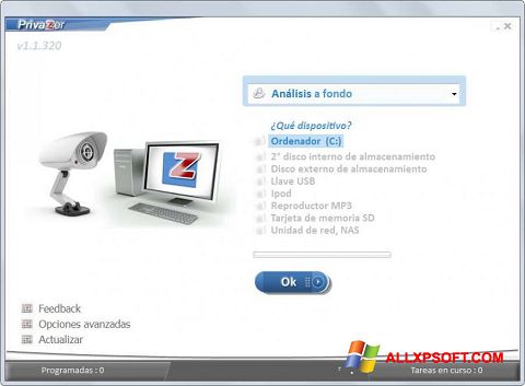 Ekraanipilt PrivaZer Windows XP