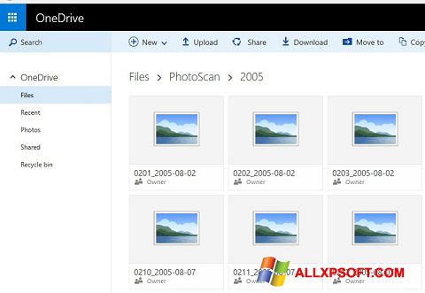 Ekraanipilt OneDrive Windows XP
