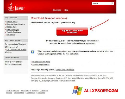 Ekraanipilt Java Windows XP