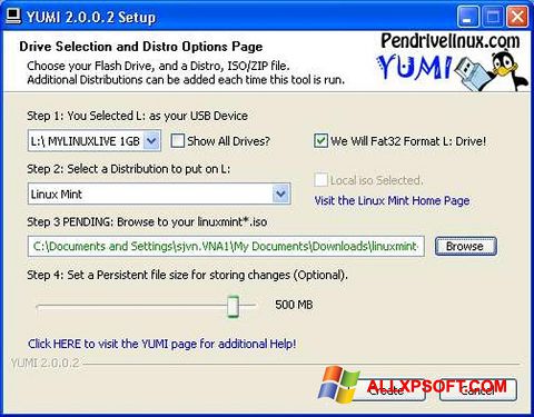 Ekraanipilt YUMI Windows XP