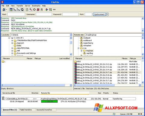 Ekraanipilt FileZilla Server Windows XP