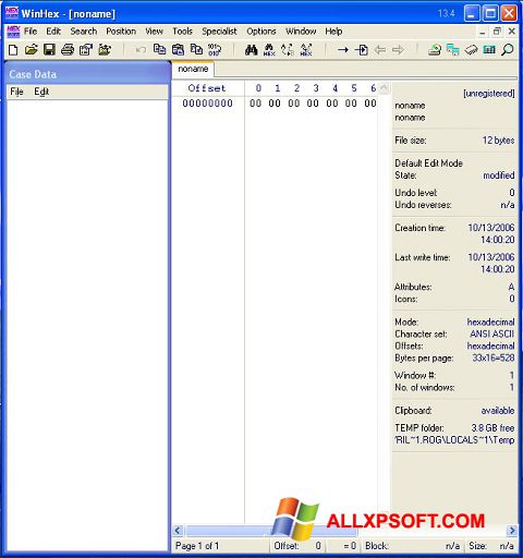 Ekraanipilt WinHex Windows XP
