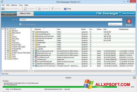 Ekraanipilt File Scavenger Windows XP