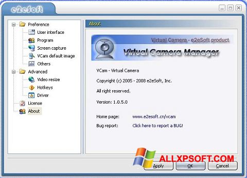 Ekraanipilt VCam Windows XP