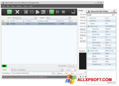 Ekraanipilt Xilisoft Video Converter Windows XP